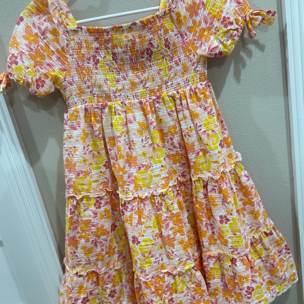Isaac Mizrahi Pink & Yellow Floral Smocked Sundress